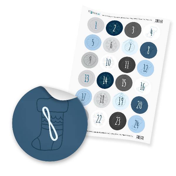 Zahlensticker Z12 Adventskalenderzahlen 1-24 Schlicht / ...