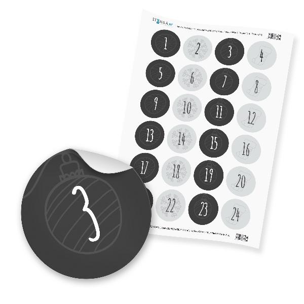 Zahlensticker Z13 Adventskalenderzahlen 1-24 Schlicht / ...