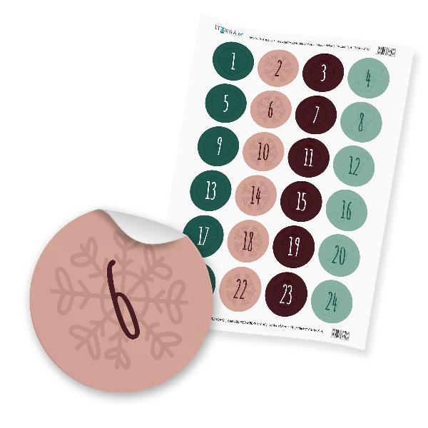 Zahlensticker Z14 Adventskalenderzahlen 1-24 Schlicht / ...