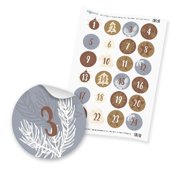 Zahlensticker Z15 Adventskalenderzahlen 1-24 Klassisch /...