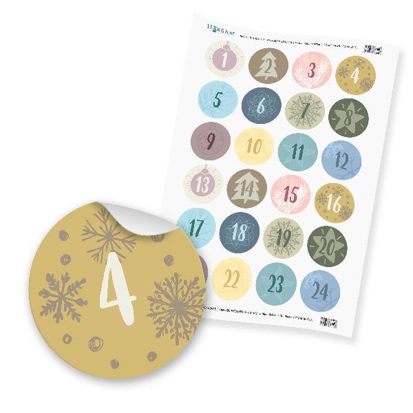 Zahlensticker Z17 Adventskalenderzahlen 1-24 Klassisch /...