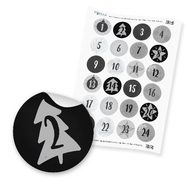 Zahlensticker Z18 Adventskalenderzahlen 1-24 Klassisch /...