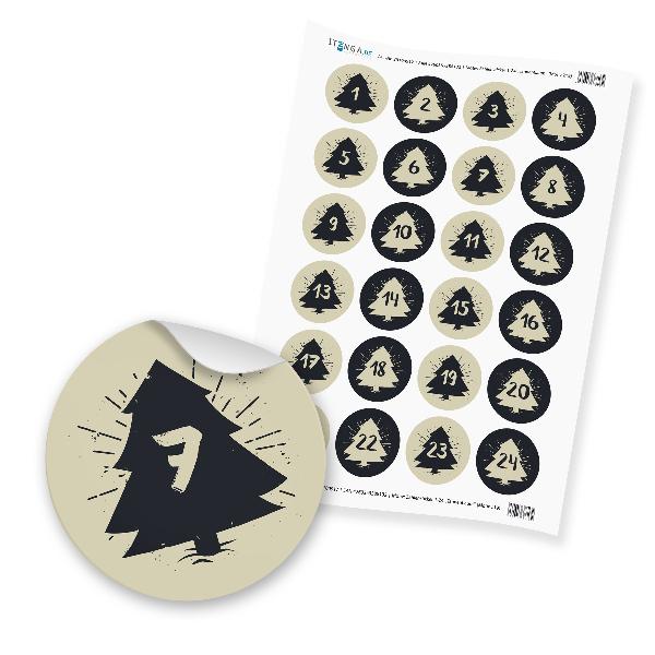 Zahlensticker Z19 Adventskalenderzahlen 1-24 Tannenbaum ...