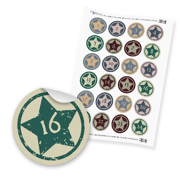 Zahlensticker Z20 Adventskalenderzahlen 1-24 Vintage Ste...