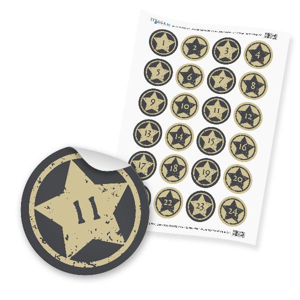 Zahlensticker Z21 Adventskalenderzahlen 1-24 Vintage Ste...