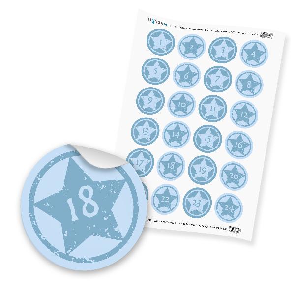Zahlensticker Z22 Adventskalenderzahlen 1-24 Vintage Ste...