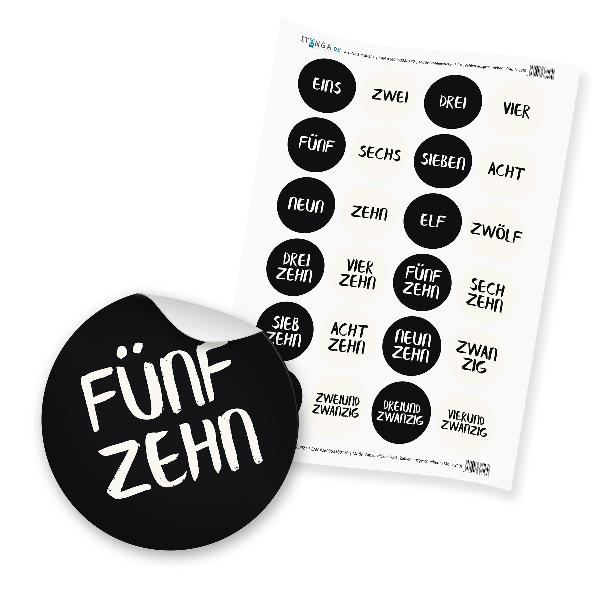 Zahlensticker Z23 Adventskalenderzahlen 1-24 Zahlen gesc...