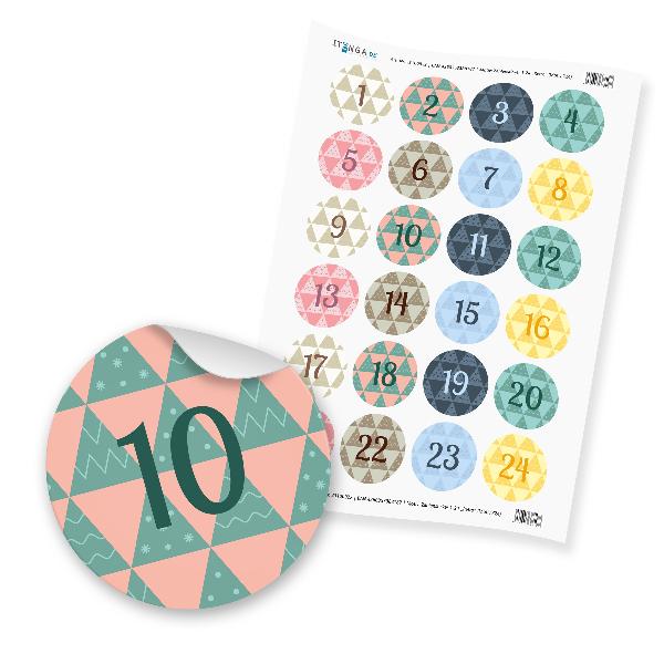 Zahlensticker Z24 Adventskalenderzahlen 1-24 Retro 80s 9...
