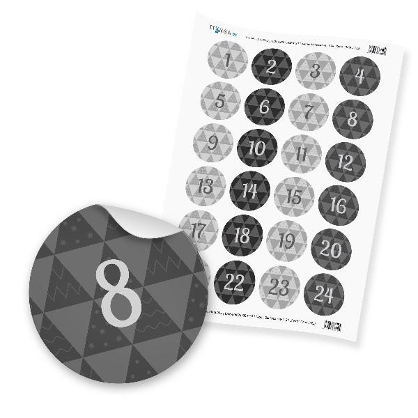 Zahlensticker Z25 Adventskalenderzahlen 1-24 Retro 80s 9...