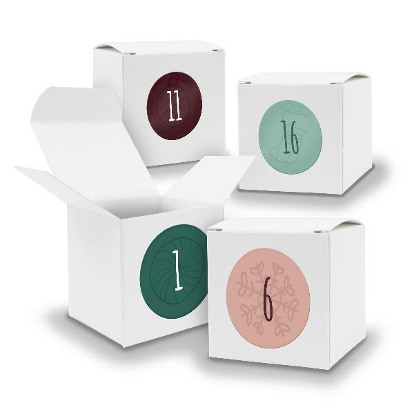 Adventskalender zum F�llen 24x W�rfel 6,5cm WEISS + Stic...