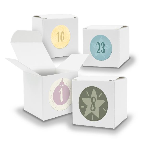 Adventskalender zum F�llen 24x W�rfel 6,5cm WEISS + Stic...