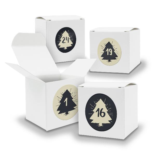 Adventskalender zum F�llen 24x W�rfel 6,5cm WEISS + Stic...