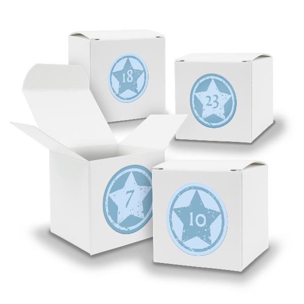 Adventskalender zum F�llen 24x W�rfel 6,5cm WEISS + Stic...