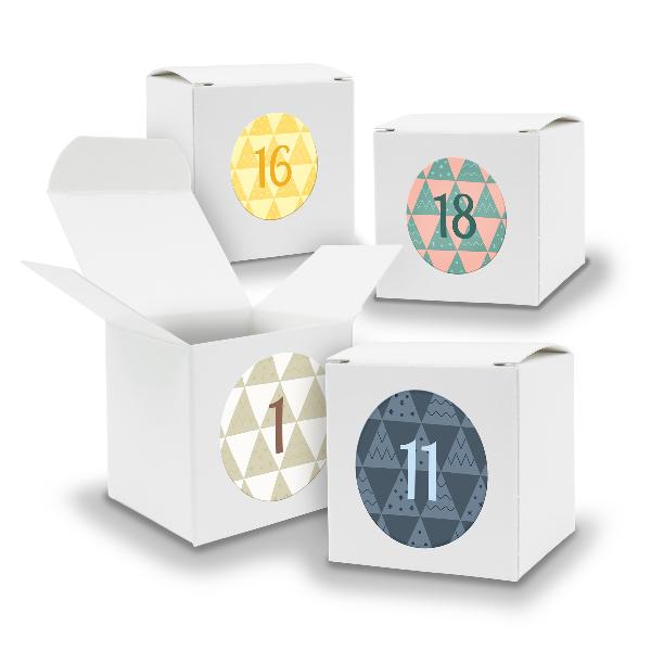 Adventskalender zum F�llen 24x W�rfel 6,5cm WEISS + Stic...