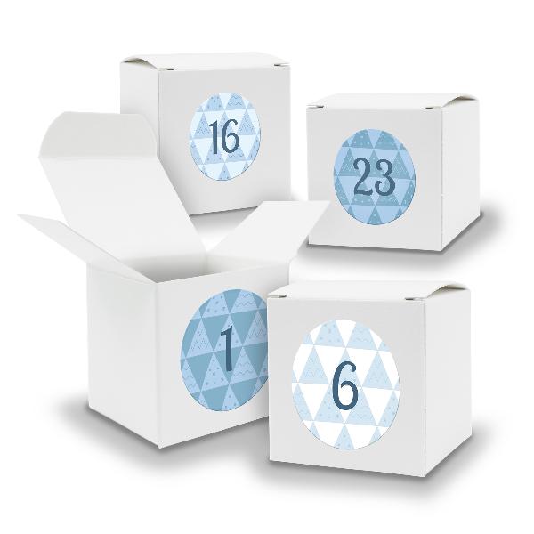 Adventskalender zum F�llen 24x W�rfel 6,5cm WEISS + Stic...