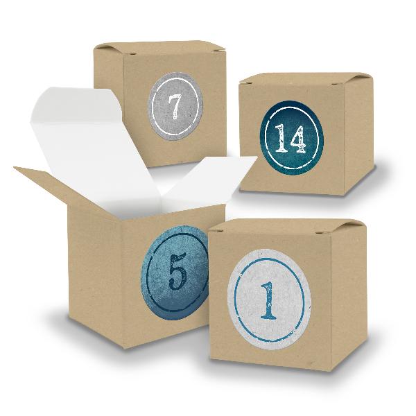 Adventskalender zum F�llen 24x W�rfel 6,5cm BRAUN + Stic...
