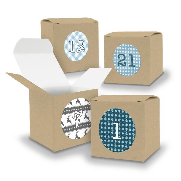 Adventskalender zum F�llen 24x W�rfel 6,5cm BRAUN + Stic...