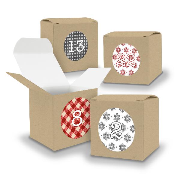 Adventskalender zum F�llen 24x W�rfel 6,5cm BRAUN + Stic...