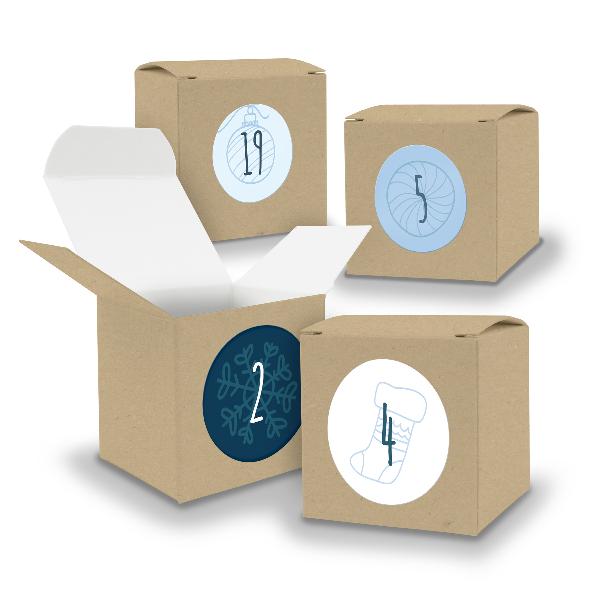 Adventskalender zum F�llen 24x W�rfel 6,5cm BRAUN + Stic...