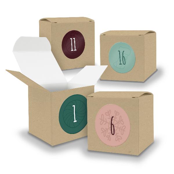 Adventskalender zum F�llen 24x W�rfel 6,5cm BRAUN + Stic...