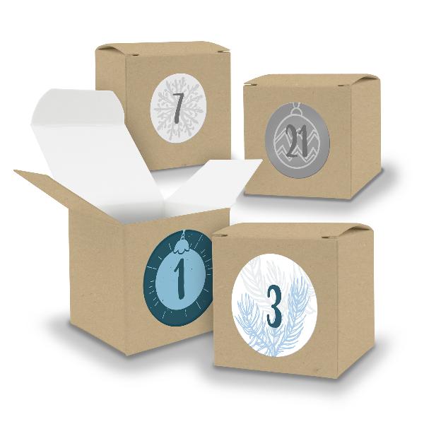Adventskalender zum F�llen 24x W�rfel 6,5cm BRAUN + Stic...