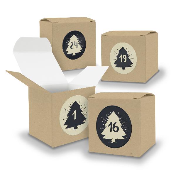 Adventskalender zum F�llen 24x W�rfel 6,5cm BRAUN + Stic...