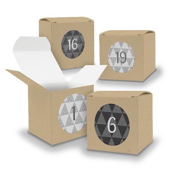 Adventskalender zum F�llen 24x W�rfel 6,5cm BRAUN + Stic...