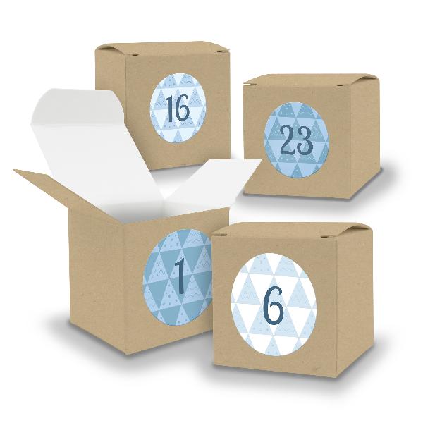 Adventskalender zum F�llen 24x W�rfel 6,5cm BRAUN + Stic...