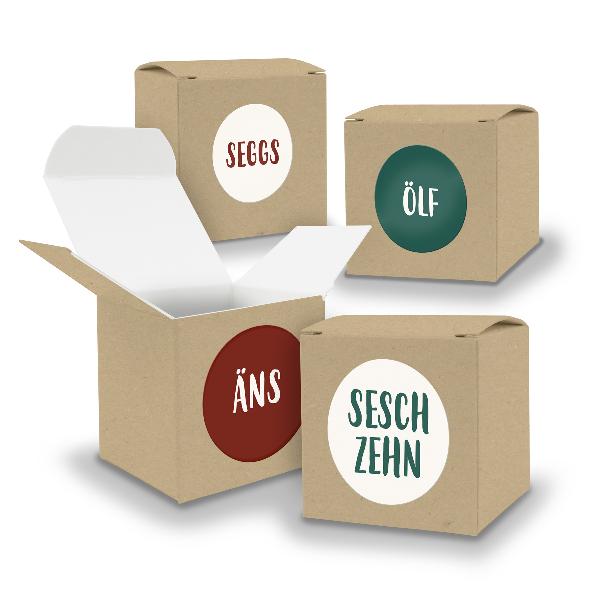 Adventskalender zum F�llen 24x W�rfel 6,5cm BRAUN + Stic...