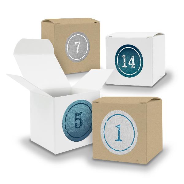 Adventskalender zum F�llen 24x W�rfel 6,5cm gemischt WEI...