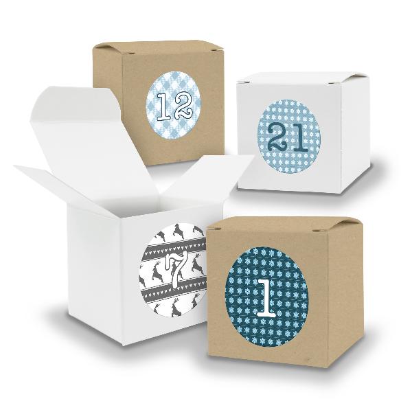 Adventskalender zum F�llen 24x W�rfel 6,5cm gemischt WEI...