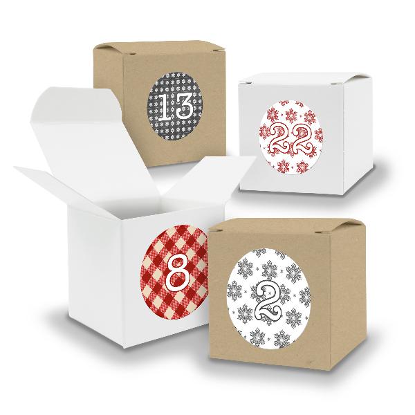 Adventskalender zum F�llen 24x W�rfel 6,5cm gemischt WEI...