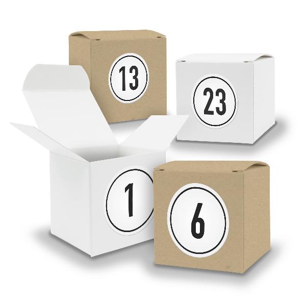 Adventskalender zum F�llen 24x W�rfel 6,5cm gemischt WEI...