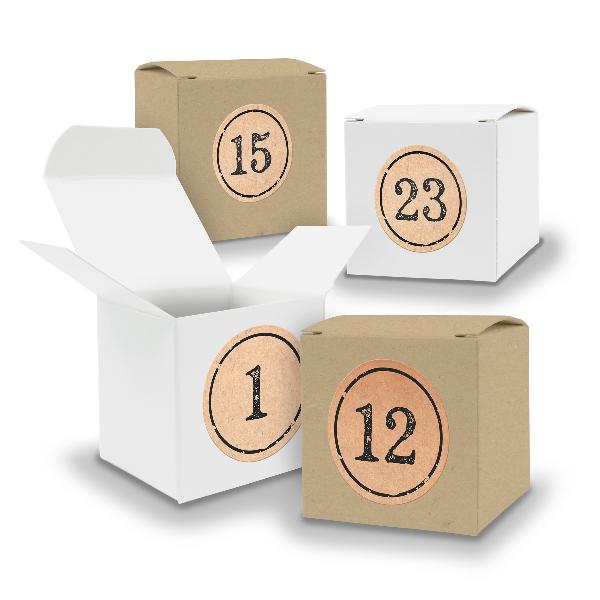 Adventskalender zum F�llen 24x W�rfel 6,5cm gemischt WEI...