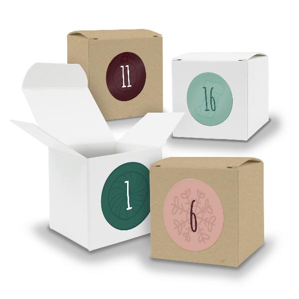 Adventskalender zum F�llen 24x W�rfel 6,5cm gemischt WEI...