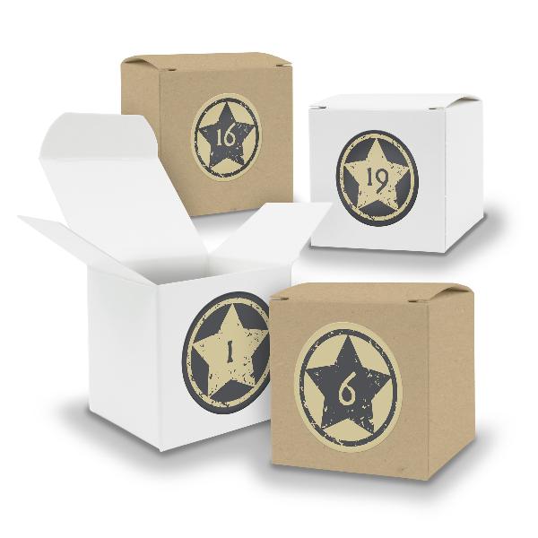 Adventskalender zum F�llen 24x W�rfel 6,5cm gemischt WEI...
