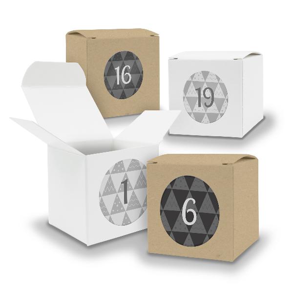 Adventskalender zum F�llen 24x W�rfel 6,5cm gemischt WEI...