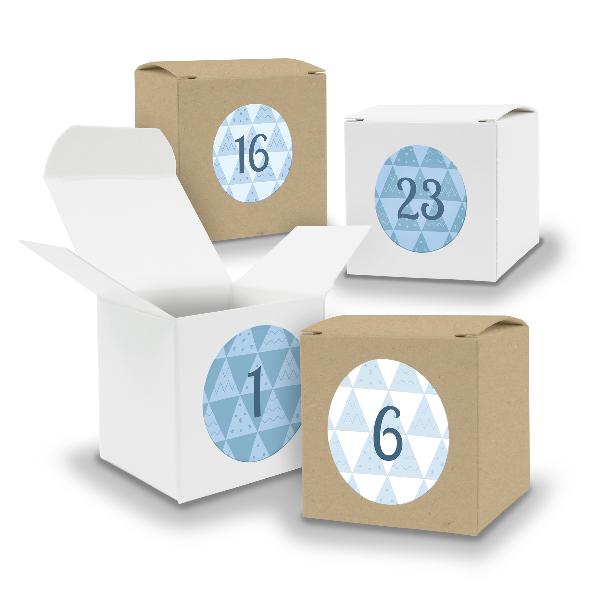 Adventskalender zum F�llen 24x W�rfel 6,5cm gemischt WEI...
