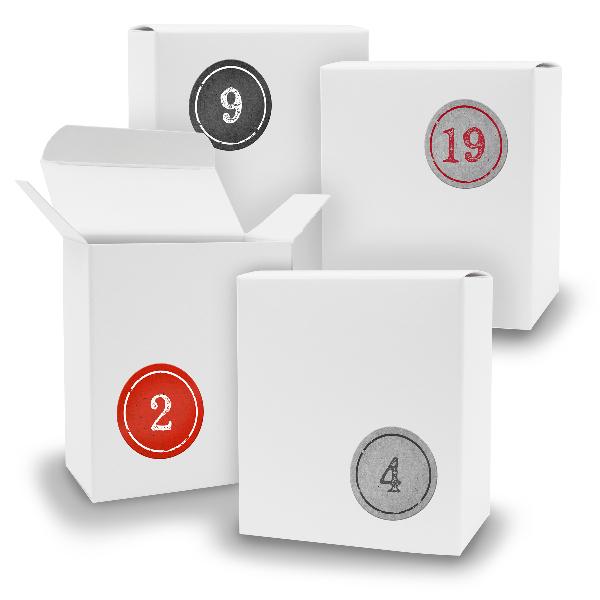 Adventskalender zum F�llen 24x Quader WEISS + Sticker V0...