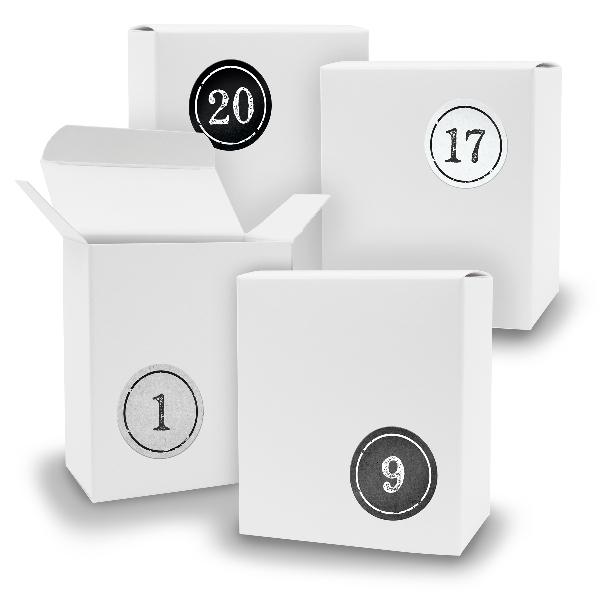 Adventskalender zum F�llen 24x Quader WEISS + Sticker V0...