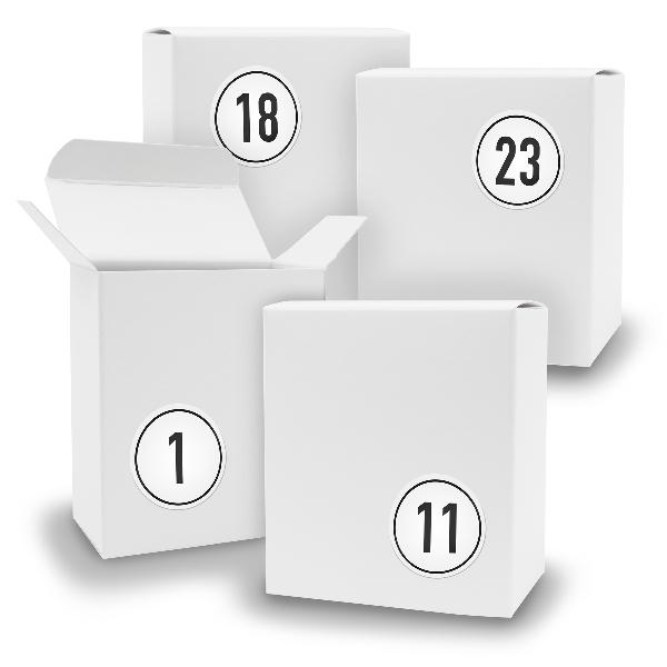 Adventskalender zum F�llen 24x Quader WEISS + Sticker V0...