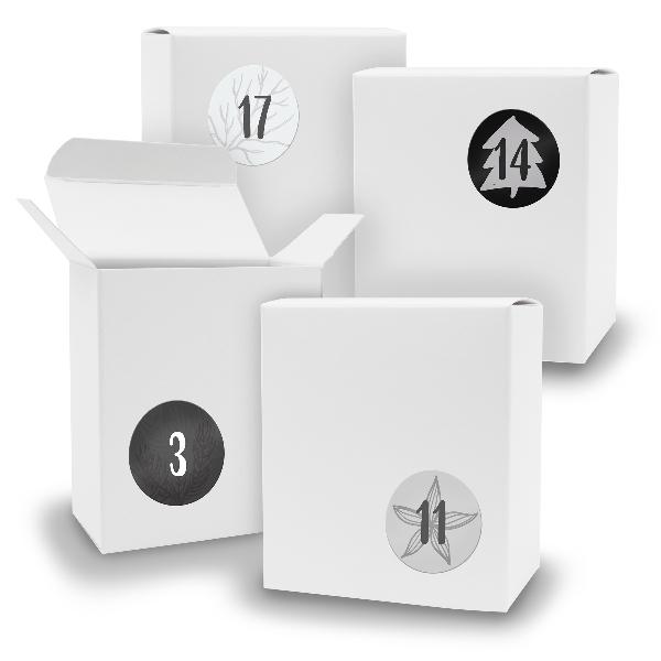 Adventskalender zum F�llen 24x Quader WEISS + Sticker V0...