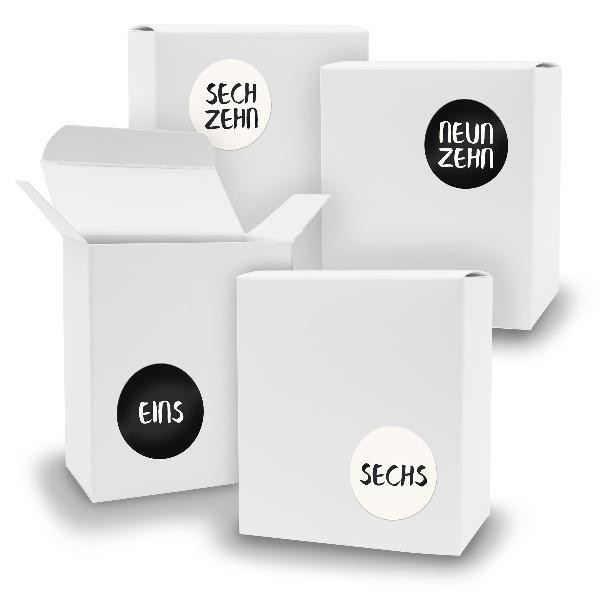 Adventskalender zum F�llen 24x Quader WEISS + Sticker V0...