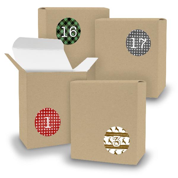 Adventskalender zum F�llen 24x Quader BRAUN + Sticker V0...