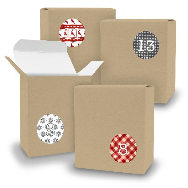 Adventskalender zum F�llen 24x Quader BRAUN + Sticker V0...