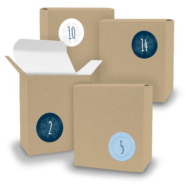 Adventskalender zum F�llen 24x Quader BRAUN + Sticker V0...