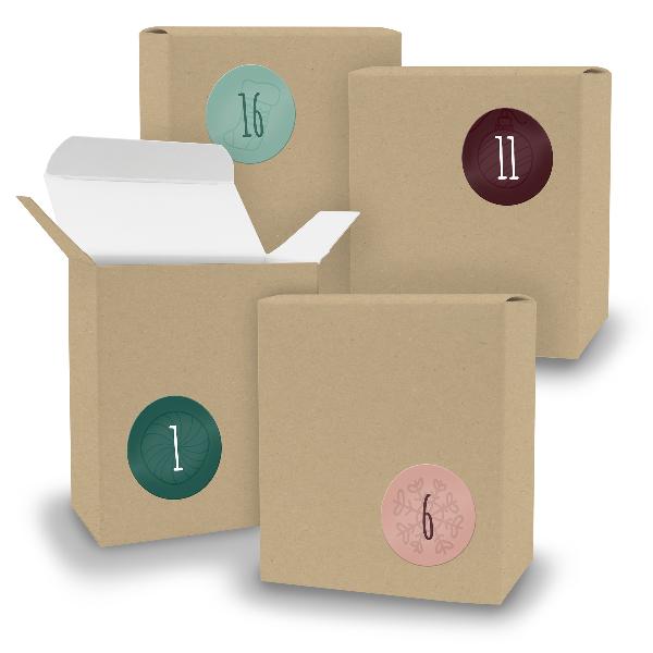 Adventskalender zum F�llen 24x Quader BRAUN + Sticker V0...