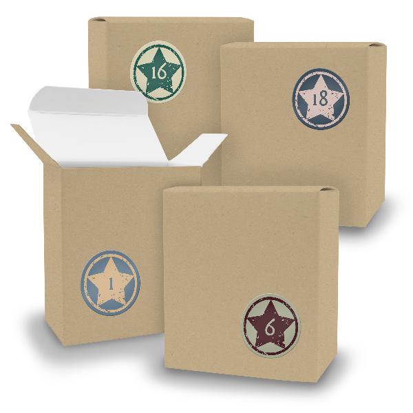 Adventskalender zum F�llen 24x Quader BRAUN + Sticker V0...