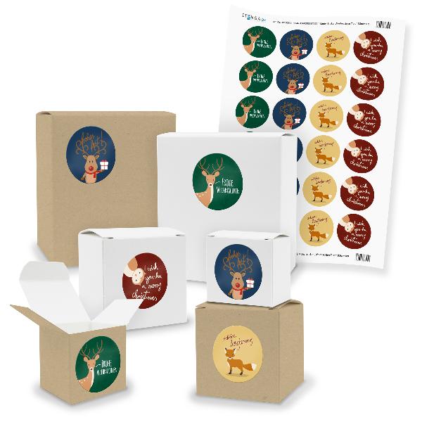itenga SET 24x kleine Geschenkboxen mit Sticker weihnach...