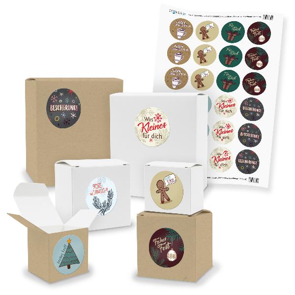 itenga SET 24x kleine Geschenkboxen mit Sticker Weihacht...